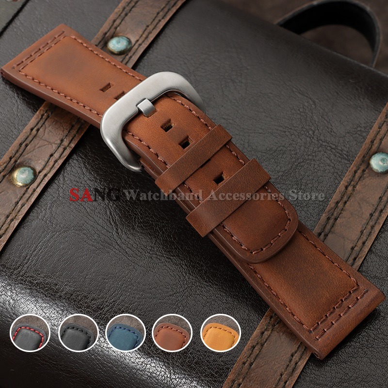 Seiko Watches Smartwatch - حزام ساعة جلدي عتيق الطراز مقاس