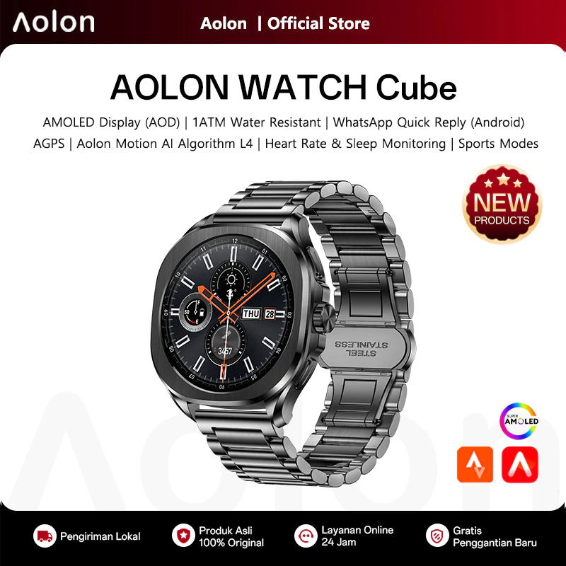 ساعة ذكية Aolon Cube بشاشة AMO - مراجعة Smartwatch Watch Whatsapp وسعره