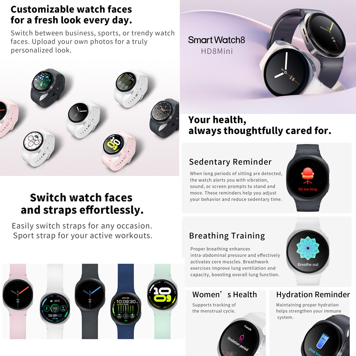 ساعات ذكية جديدة 2026 طراز 8 م - مراجعة Smartwatch Sports Watches For Women وسعره