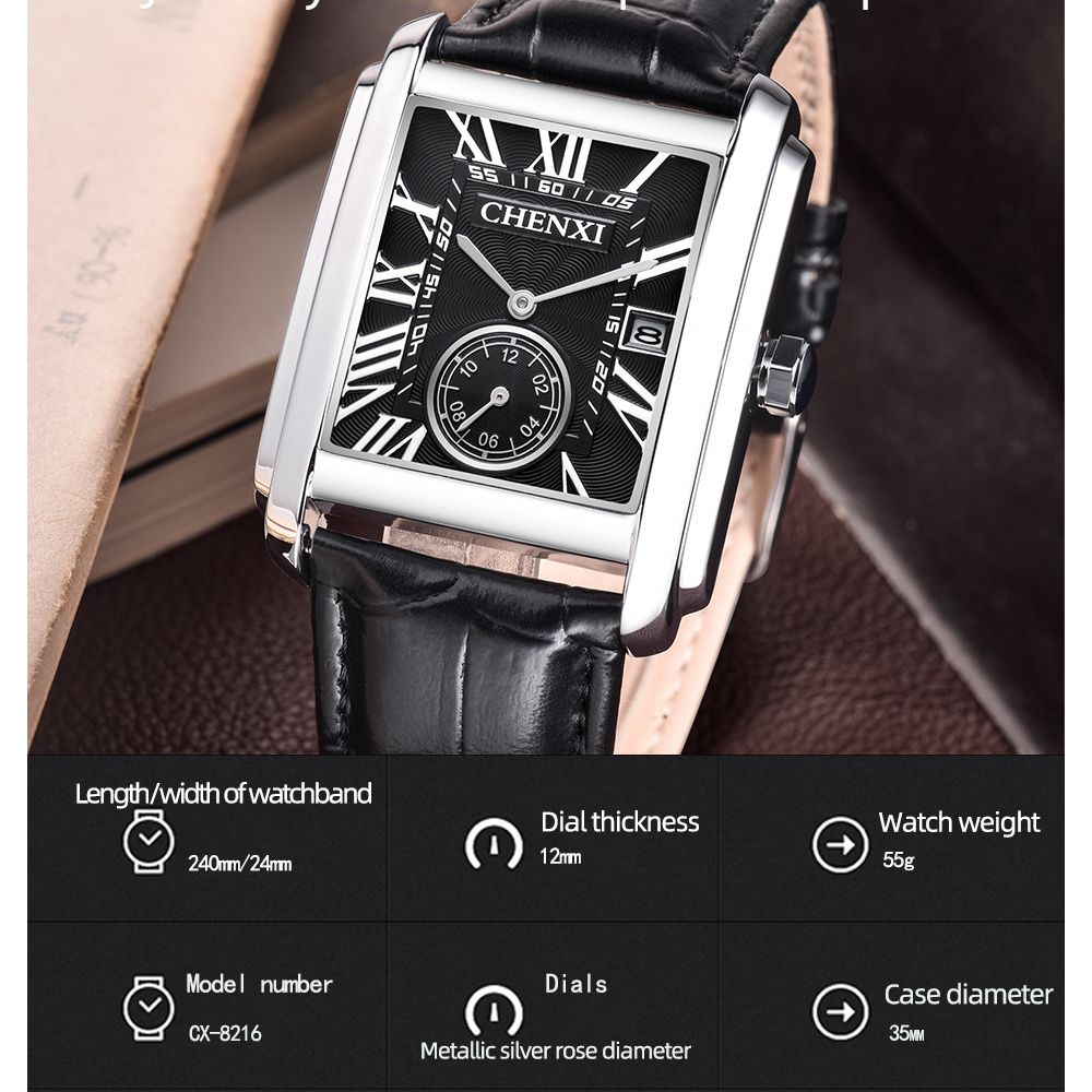 CHENXI 8216 موضة كلاسيكية مربع - مراجعة Smartwatch Watches For Men Brands وسعره