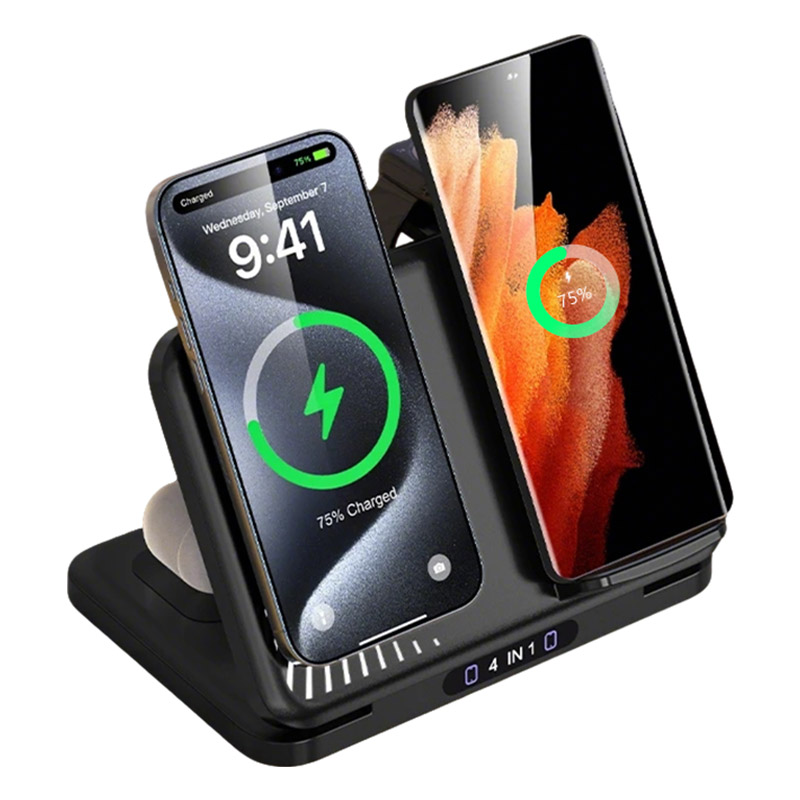 4 في 1 حامل شاحن لاسلكي مزدوج  - مراجعة Smartwatch Phone Watches وسعره