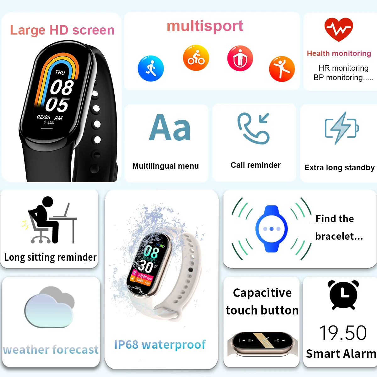 جديد الأصلي الصغيرة M8 الفرقة  - مراجعة Smartwatch New Watches For Women وسعره