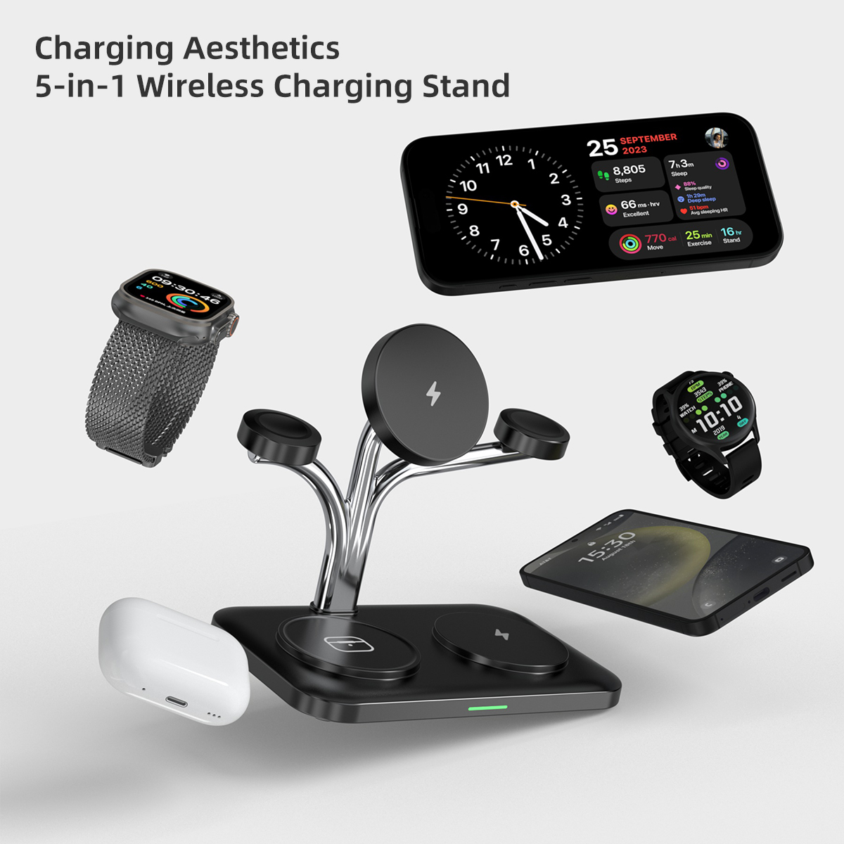 شاحن لاسلكي مغناطيسي 5 في 1 ها - مراجعة Smartwatch Phone Watches وسعره