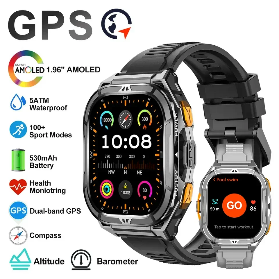 ساعة ذكية فاخرة بشاشة AMOLED م - مراجعة Smartwatch Digital Watches For Men وسعره